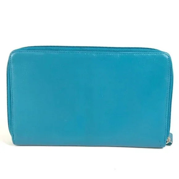 CHANEL Camellia CC CC Mark Zip Around Long Wallet Long Wallet Leather blue